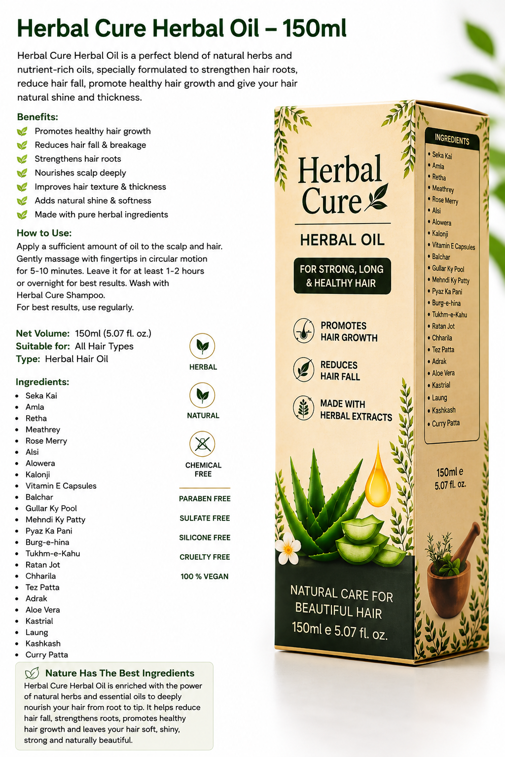 Herbal Cure Herbal Hair Oil – 150ml