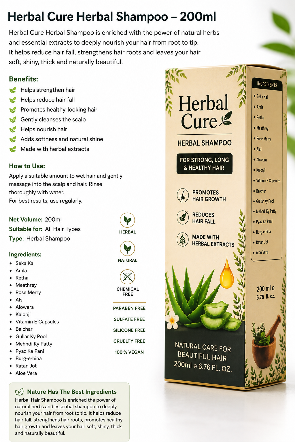 Herbal Cure Herbal Shampo – 200ml