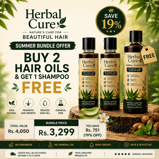 Herbal Cure Summer Bundle Offer – 2 Hair Oils + FREE Shampoo