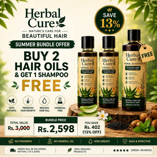 Herbal Cure Summer Bundle Offer – 2 Hair Oils + FREE Shampoo