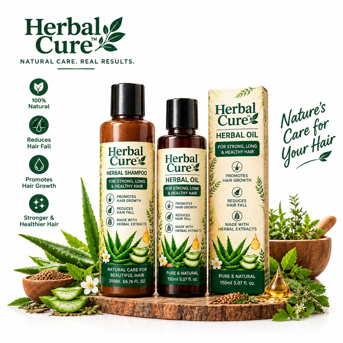 Herbal Cure Care Bundle Hair Oil & Organic Shampoo